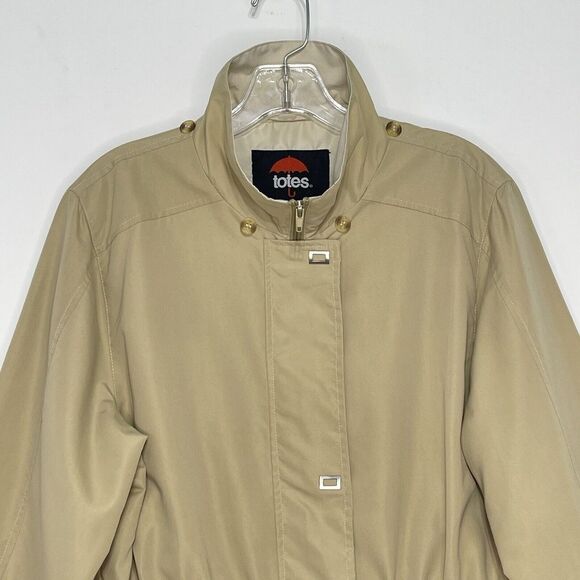 Totes Lightweight Windbreaker Jacket Size M Tan Full Zip and snaps No Hood women - Picture 2 of 16